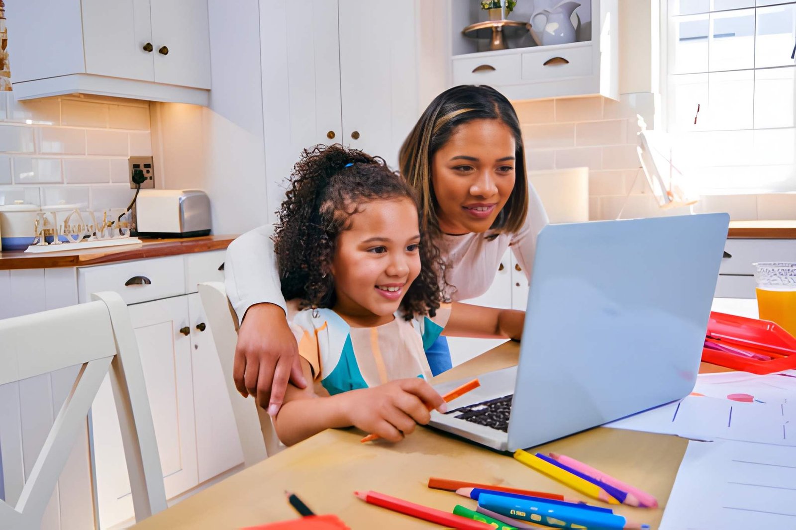 Child learning comfortably at home